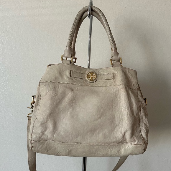 Tory Burch Distressed Pebble Leather Satchel - Picture 1 of 17